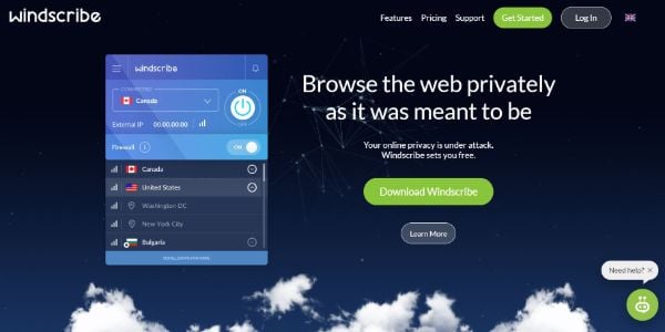 Windscribe VPN Best Free VPNs 600x300