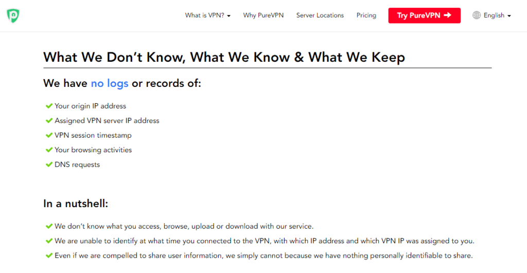 Nueva política de privacidad de PureVPN
