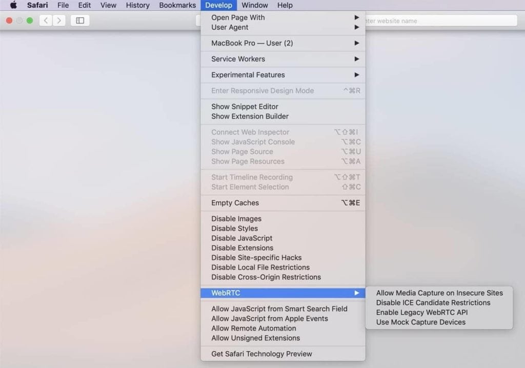 Disabling WebRTC on Safari screenshot 3