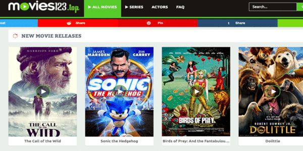 Movies123 homepage