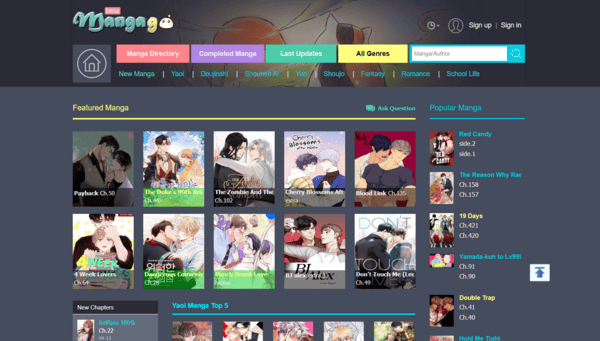 Mangago homepage