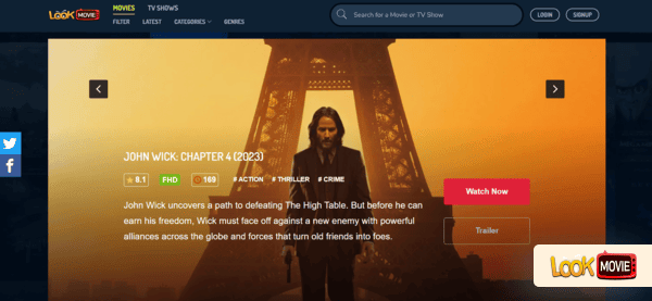 LookMovie homepage