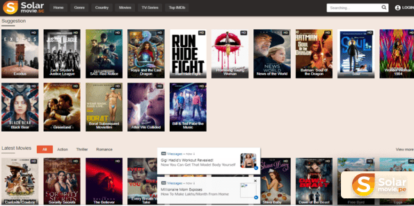 SolarMovie homepage