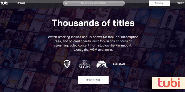 Tubi homepage