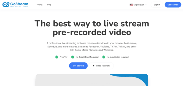 GoStream homepage