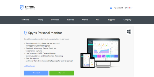 Spyrix homepage