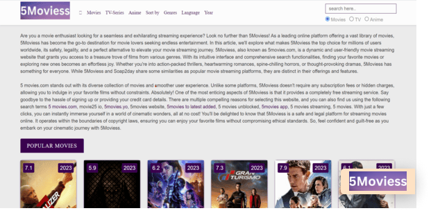 5Movies homepage