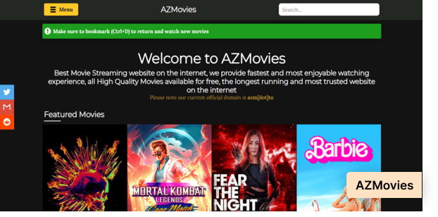 AZMovies homepage