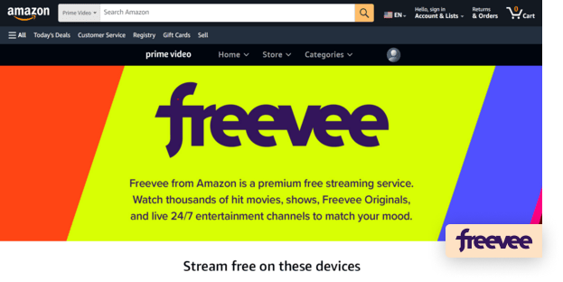 Freevee homepage