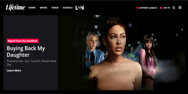 Lifetime homepage