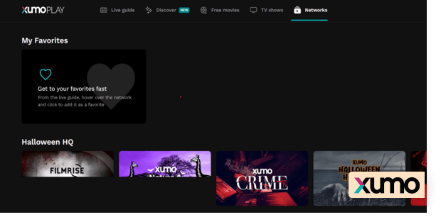 XumoTV homepage