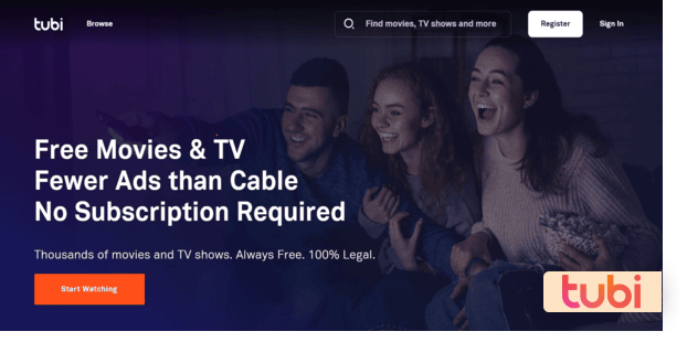 Tubi homepage