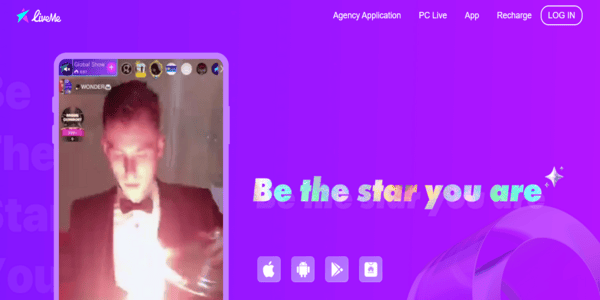 LiveMe homepage