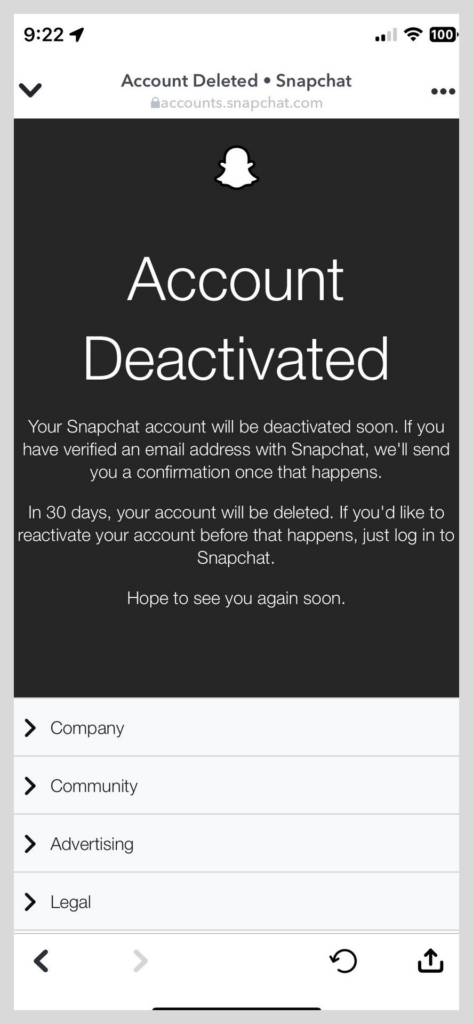 Deactivate your Snapchat account